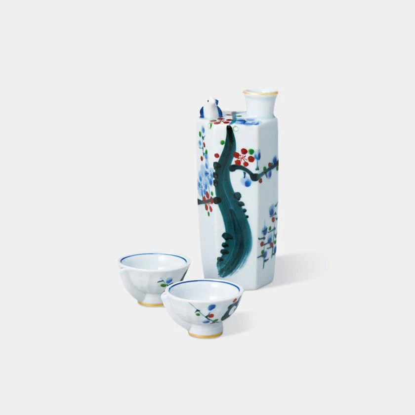 【酒器3点セット】サウンド徳利・盃 (梅木) | 美濃焼 | 丸モ高木陶器