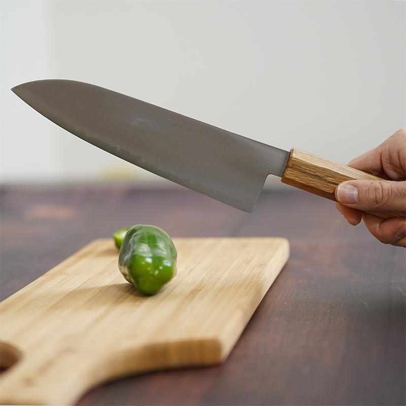 【三徳包丁】粉末ハイス鋼スーパーゴールド(SG2) (両刃) 樫八角柄 180mm|BECOSオリジナル | 関の刃物|一刀斎虎徹 - Image 4