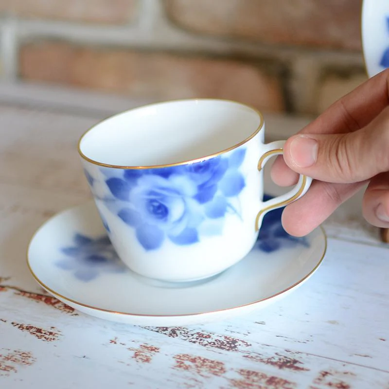 【磁器】大倉陶園 ブルーローズ カフェスペシャル(モーニングカップ&ソーサー、デザート皿) - Image 3