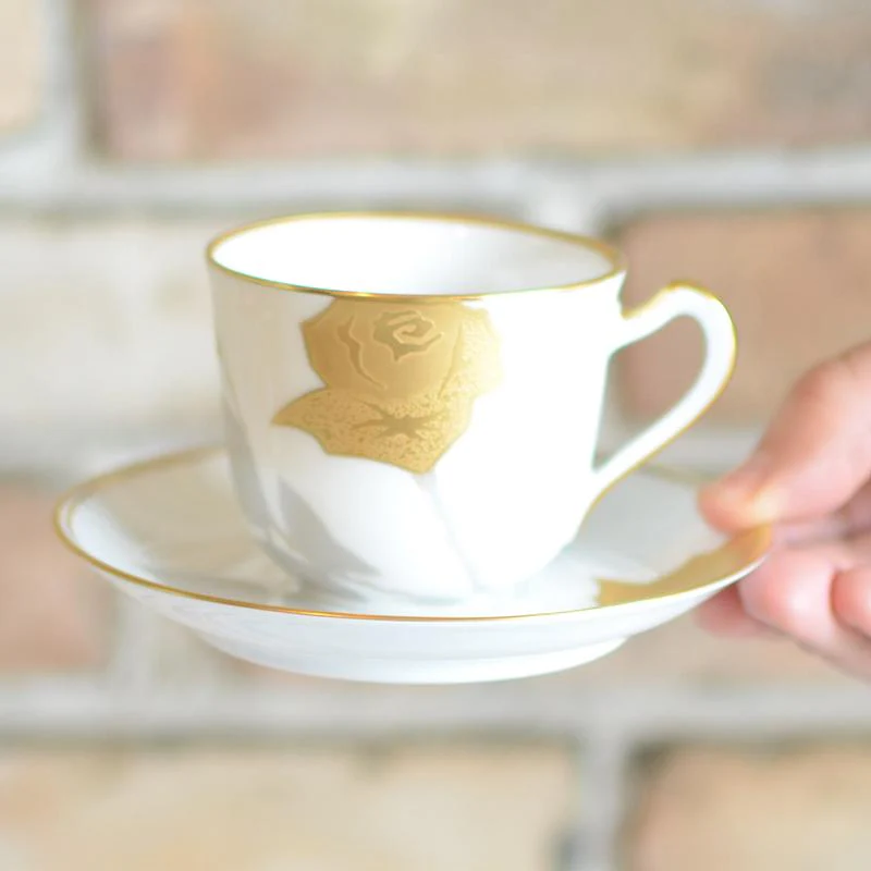 【磁器】大倉陶園 金蝕バラ コーヒーカップ&ソーサー - Image 4