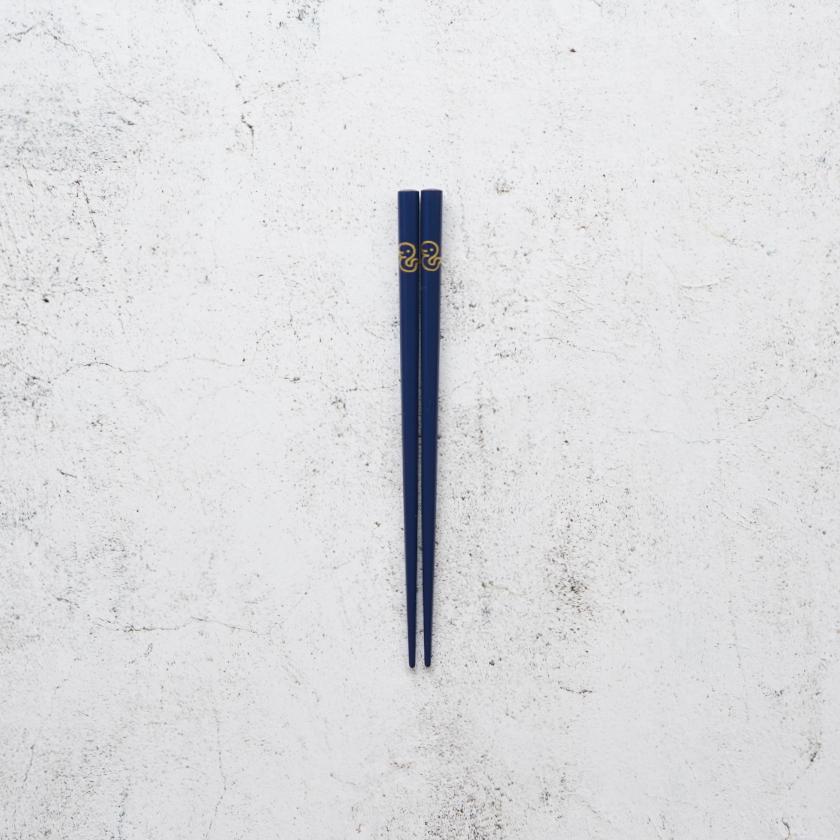 【輪島うるし箸 】橋本幸作漆器店 干支 こども箸 へび 藍 (1膳, 名入れ可)