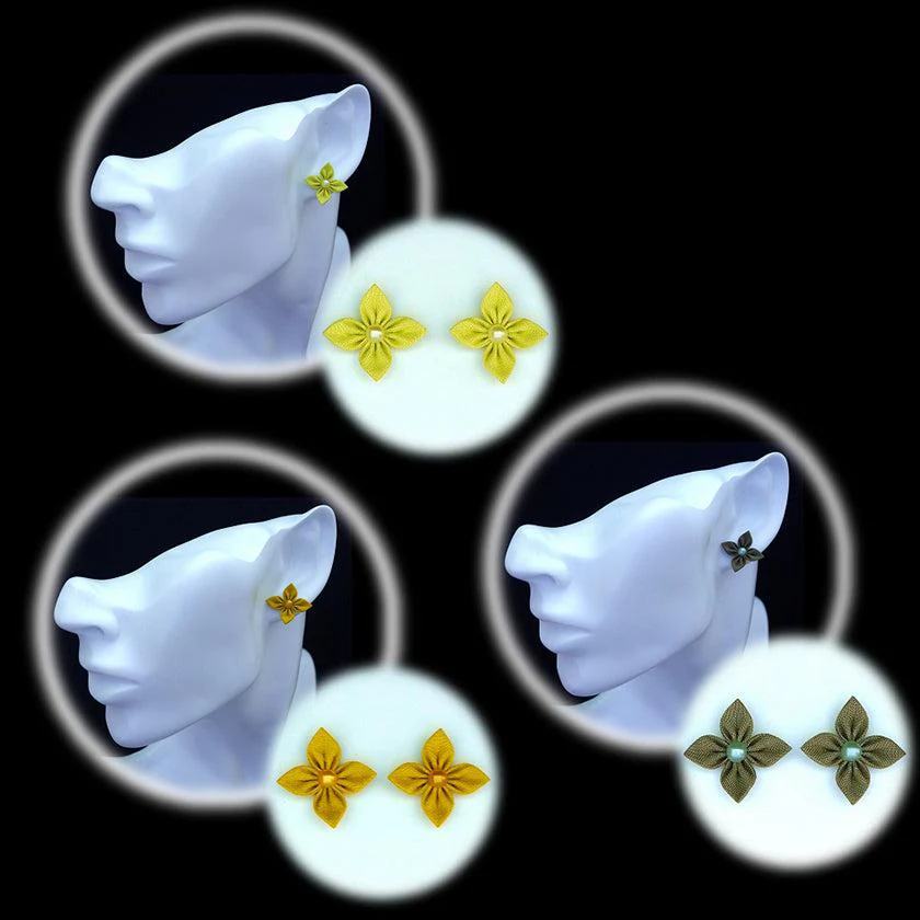 【ピアス】クロースフラワーピアス 3点セット (アースカラー 3色) | つまみ細工 | eつまみ - Image 5