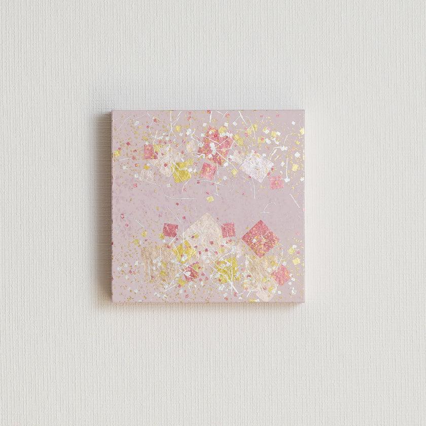 【アートパネル】春 桜小紋・箔 (S) | 金銀砂子細工 | 逸品集(菊池襖紙工場)