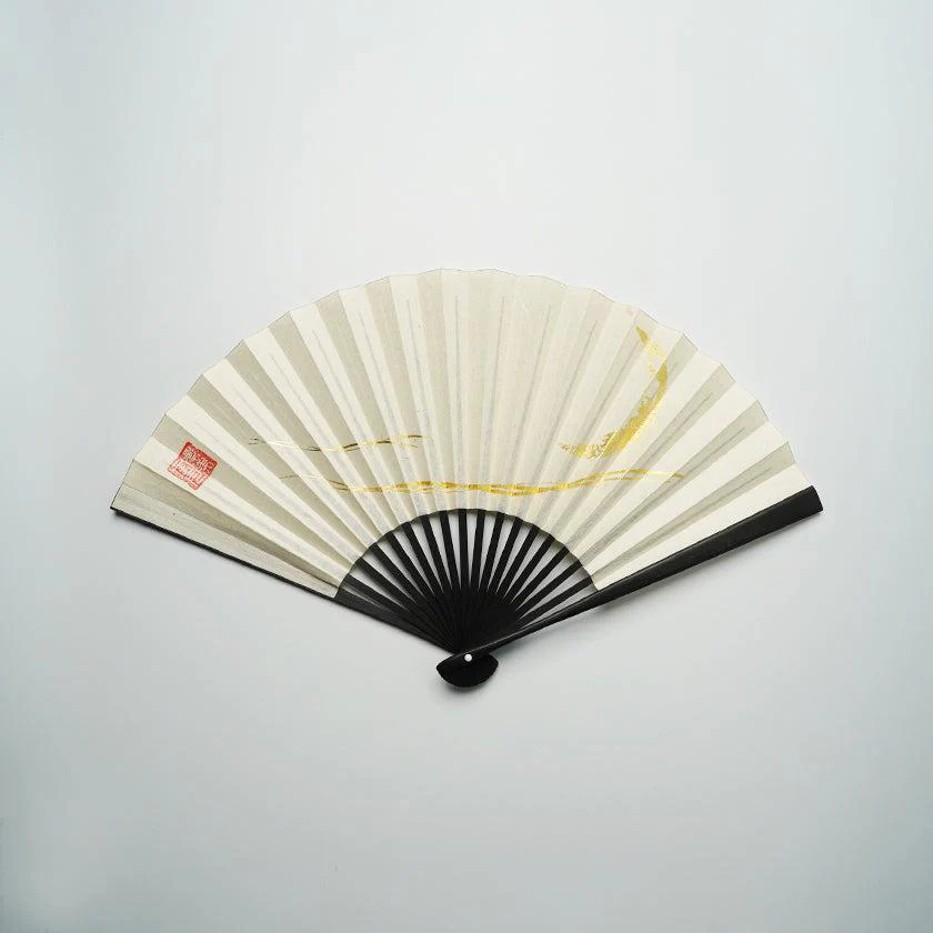 【扇子】三ヶ月 (白) 金箔 | 唐紙 | 景美風月