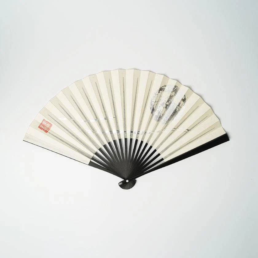 【扇子】満月 (白) 銀箔 | 唐紙 | 景美風月